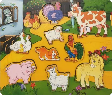 Рамка-вкладыш Кто живет на ферме? 11 деталей обложка книги