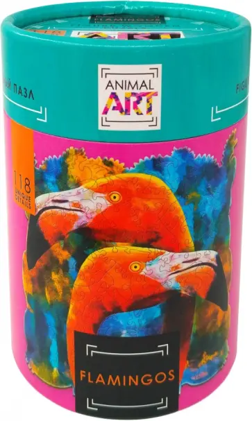 Фигурный деревянный пазл Фламинго, 118 деталей обложка книги