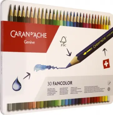 Карандаши цветные акварельные Fancolor, 30 штук обложка книги