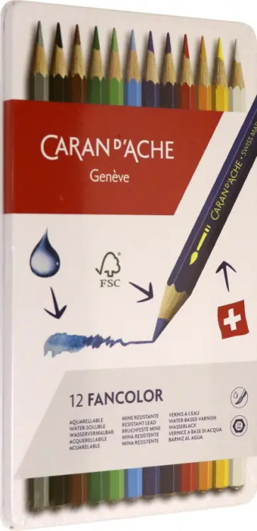 Карандаши цветные акварельные Fancolor, 12 цветов обложка книги