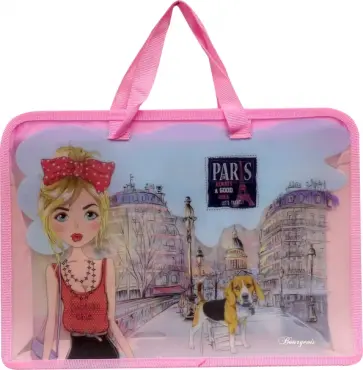 Папка-портфель на молнии, А4+, Розовая обложка книги