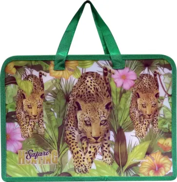 Папка-портфель на молнии, А4+, Зеленая обложка книги