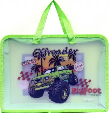 Папка-портфель на молнии, А4+, Салатовая обложка книги