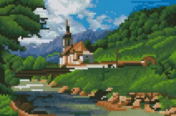 Алмазная мозаика. Часовня у горной реки обложка книги