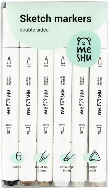 Набор маркеров для скетчинга, 6 цветов, теплые серые цвета обложка книги