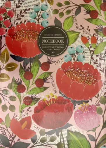 Блокнот Цветы красные, А5+, 80 листов, клетка Блокнот Цветы красные, А5+, 80 листов, клетка обложка книги