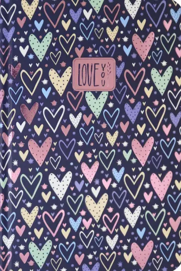 Блокнот Сердечки на синем, 64 листа, клетка, А5 Блокнот Сердечки на синем, 64 листа, клетка, А5 обложка книги