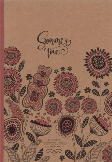 Блокнот Красные цветы крафт, 80 листов Блокнот Красные цветы крафт, 80 листов обложка книги