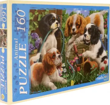 Puzzle-160 Резвые щенки в саду обложка книги