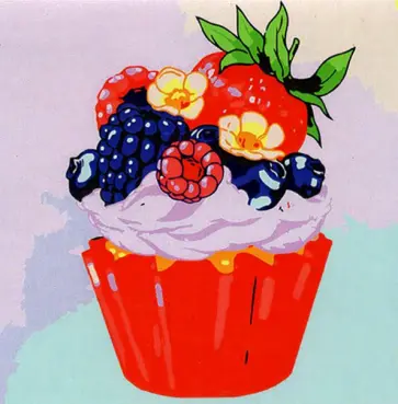 Холст с красками для рисования по номерам. Вкусное пирожное обложка книги