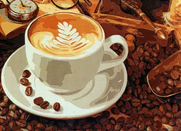 Холст с красками для рисования по номерам. Чашка ароматного кофе обложка книги