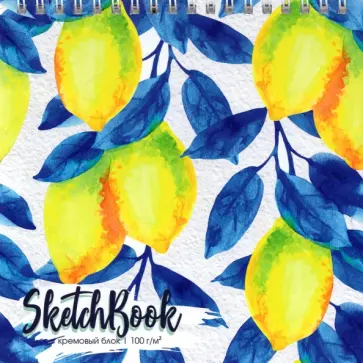 Скетчбук на гребне Яркие лимоны, 40 листов обложка книги
