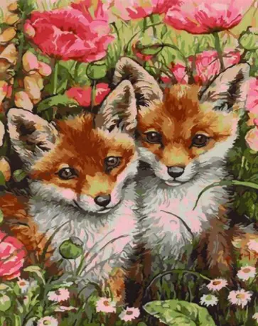 Картина по номерам. Лисята обложка книги