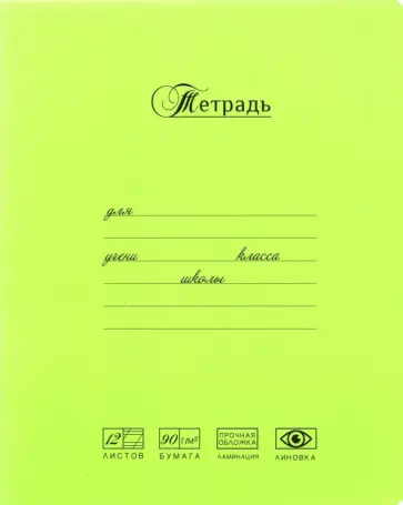 Тетрадь Лучшая из лучших, 12 листов, косая линия, А5, фисташковая обложка книги