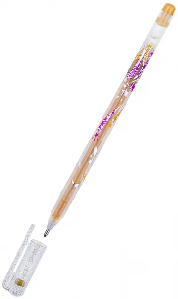 Ручка гелевая Glitter Metal Jell, золотая с блестками обложка книги