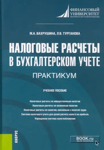 Вахрушина, Турганова - Налоговые расчеты в бухгалтерском учете. Практикум. (Бакалавриат). Учебное пособие обложка книги