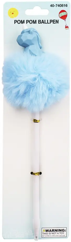 Ручка шариковая с пушком и фигуркой Единорог, синяя обложка книги