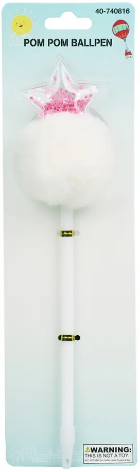 Ручка шариковая с пушком Звездочка с блестками, синяя обложка книги