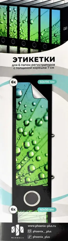Этикетки самоклеящиеся для папок-регистраторов с корешком 7 см, Роса, 6 штук обложка книги