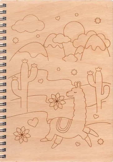 Блокнот деревянный, Лама, 40 листов обложка книги