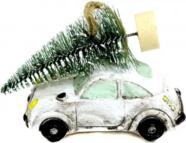 Новогоднее подвесное украшение Белая машина с елкой обложка книги