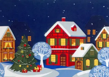 Холст с красками Яркая новогодняя улочка обложка книги