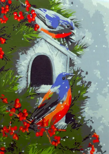 Раскраска по номерам Маленькие птицы у зеленых веток обложка книги