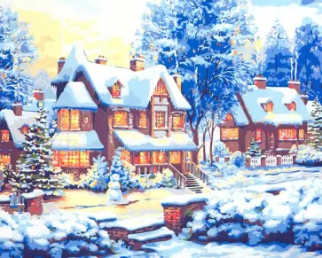 Холст с красками Уютные зимние домики обложка книги