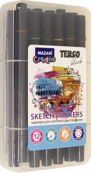 Набор маркеров для скетчинга TERSO BLACK Forest, 12 цветов обложка книги