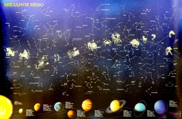 Звездное небо. Созвездия, светящиеся в темноте. Карта настенная в тубусе Звездное небо. Созвездия, светящиеся в темноте. Карта настенная в тубусе обложка книги
