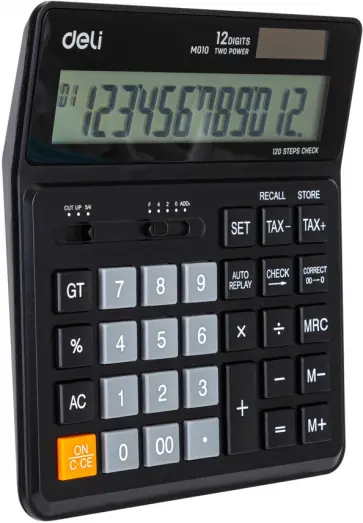 Калькулятор бухгалтерский черный, 12-разрядный, черный обложка книги
