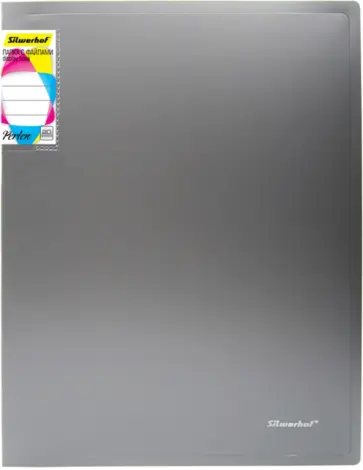 Папка с 20 вкладышами, А4, серебристый металлик обложка книги