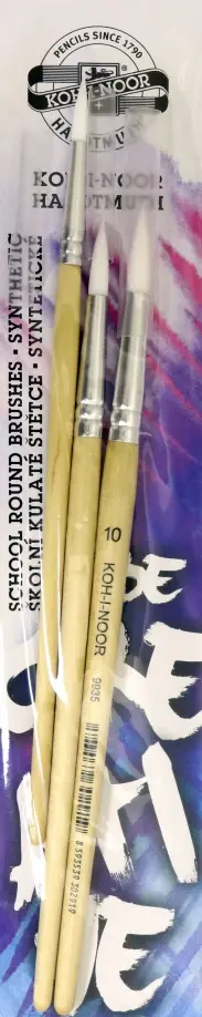 Набор кистей круглых из синтетического волокна №6, №8, №10, 3 штуки Набор кистей круглых из синтетического волокна №6, №8, №10, 3 штуки обложка книги