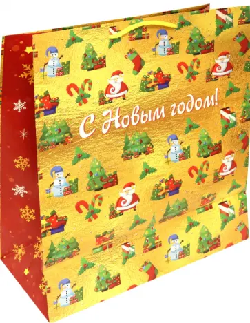 Пакет подарочный Дед Мороз и елки обложка книги