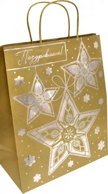 Пакет подарочный из крафт-бумаги Звезды обложка книги