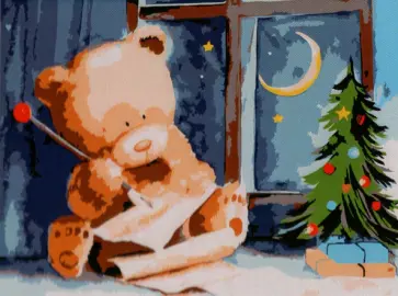 Холст с красками Новогоднее желание мишки обложка книги