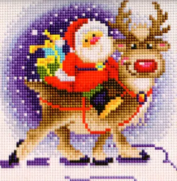 Алмазная мозаика. Дед Мороз и олень обложка книги