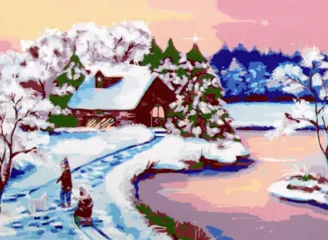 Раскраска по номерам Зимний пейзаж, А3 обложка книги