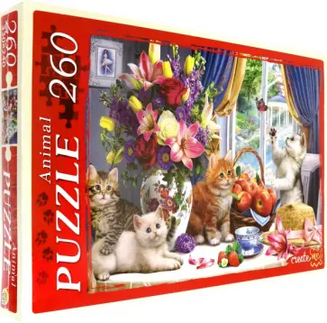 Puzzle-260. Натюрморт с котятами обложка книги