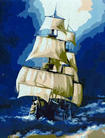 Холст с красками для рисования по номерам. Корабль в бушующем море обложка книги