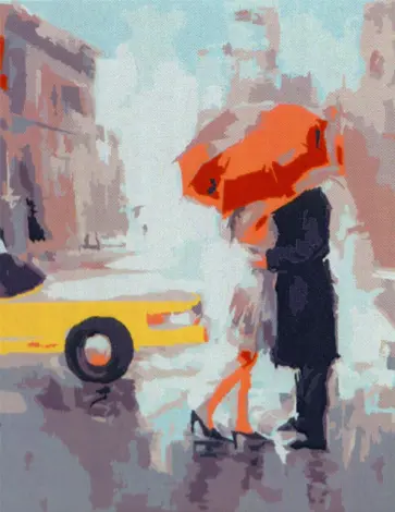 Холст с красками Романтичная пара под зонтом обложка книги