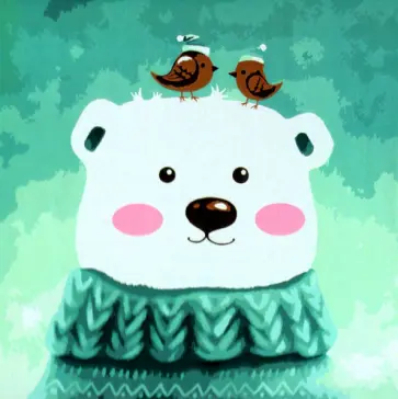 Холст с красками Милый белый мишка обложка книги