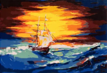 Холст с красками для рисования по номерам. Корабль на лазурных волнах обложка книги