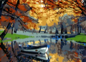 Холст с красками Осенний парк с прудом обложка книги