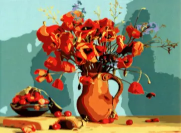 Холст с красками Маки в глиняном кувшине обложка книги