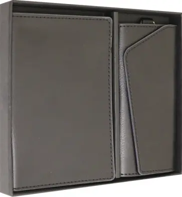 Набор подарочный Шеврет, обложка для паспорта, ключница, черный обложка книги