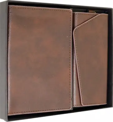 Набор подарочный Шеврет, обложка для паспорта, ключница, коричневый обложка книги