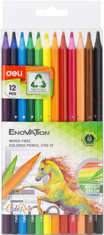 Карандаши цветные Enovation, шестигранные, пластиковые, 12 цветов обложка книги