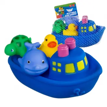 Игрушки для купания. Корабль, дельфин, утенок, черепаха обложка книги