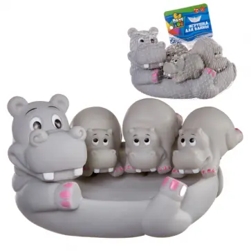 Игрушки для купания Бегемот с бегемотиками, 4 штуки обложка книги